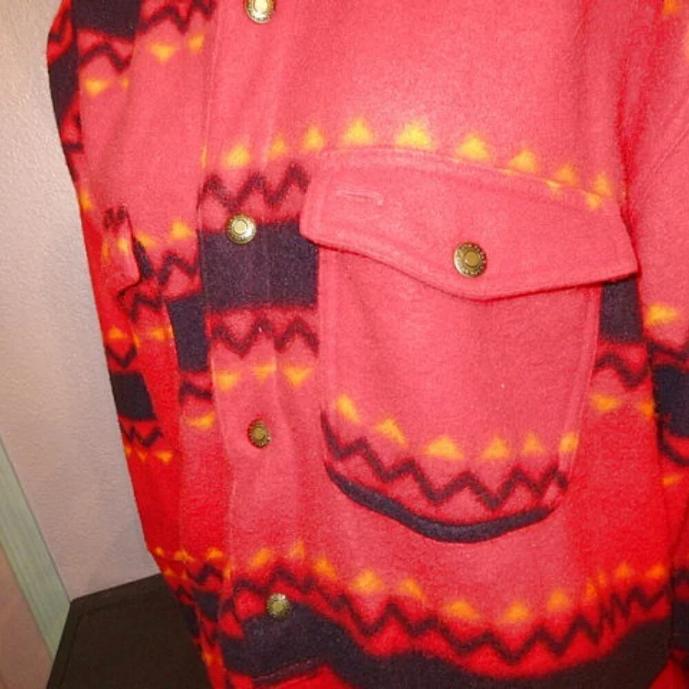 Vtg 90s Bugle Boy Jacket Size M Southwestern Aztec Fleece Baggy Snap Shirt